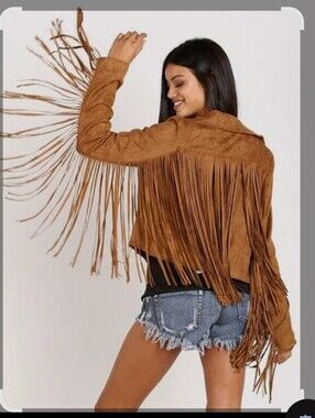 Show Me Your MuMu Suede Fringe Moto Jacket - Tan